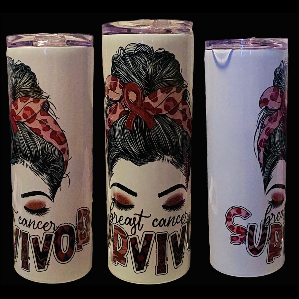 Custom Designed Tumbler Breast Cancer Survivor